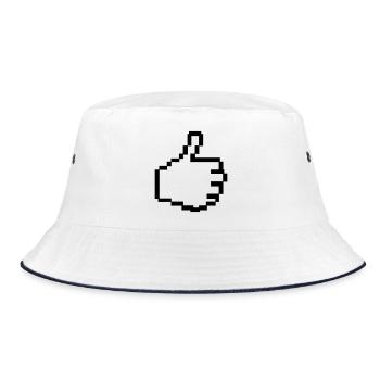 Pixel Like Hand - Bucket Hat - Weiß/Navy - Vorne