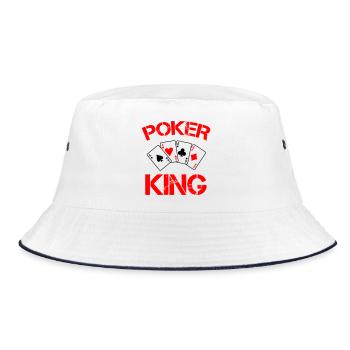 Poker König: Roter Kartenstil - Bucket Hat - Weiß/Navy - Vorne
