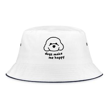 Dogs Make Me Happy Design - Bucket Hat - Weiß/Navy - Vorne