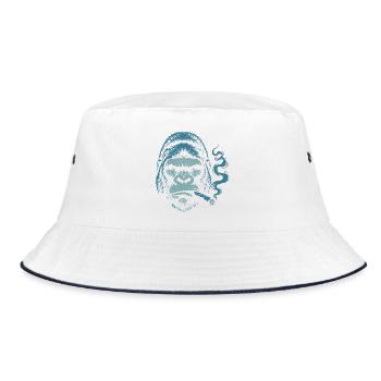 Gorilla mit Zigarrenporträt - Bucket Hat - Weiß/Navy - Vorne