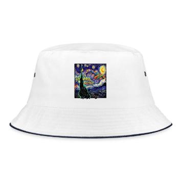 Van Goghs Sternennacht Wildstyle Burner - Bucket Hat - Weiß/Navy - Vorne
