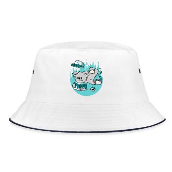 Drop Bear Descending: Eine Studie zum Multitasking - Bucket Hat - Weiß/Navy - Vorne