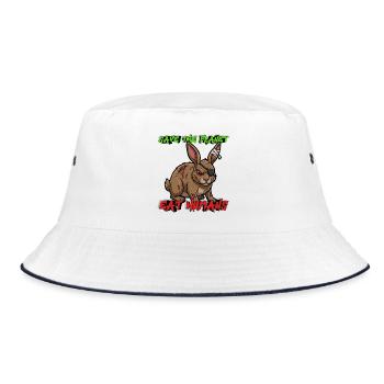 Save The Planet Eat Humans – Horror Motiv Hase - Bucket Hat - Weiß/Navy - Vorne