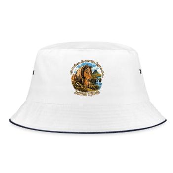 Island Pferd – Frei im Herzen Stark im Willen - Bucket Hat - Weiß/Navy - Vorne