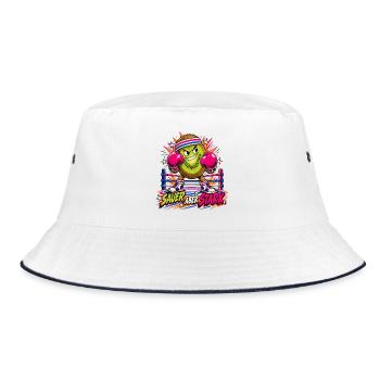 Kiwi Boxsport: Sauer, aber Stark - Bucket Hat - Weiß/Navy - Vorne