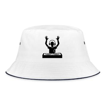 DJ - Bucket Hat - Weiß/Navy - Vorne