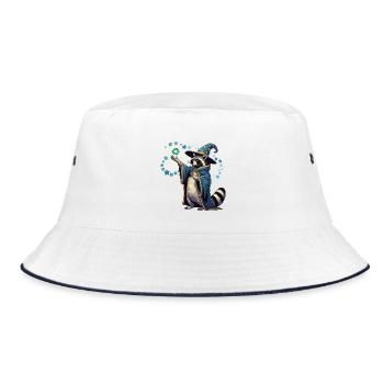 Recycling Zauberer Waschbär - Bucket Hat - Weiß/Navy - Vorne
