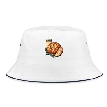Sauerteiglaib und Starterglas - Bucket Hat - Weiß/Navy - Vorne