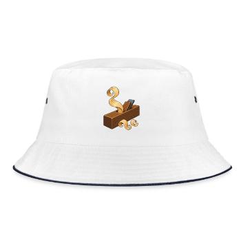 Holzhobel und Späne - Bucket Hat - Weiß/Navy - Vorne