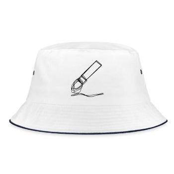 Pinsel handgezeichnet - Bucket Hat - Weiß/Navy - Vorne