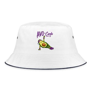 AVO-Cardio Avocado Workout - Bucket Hat - Weiß/Navy - Vorne