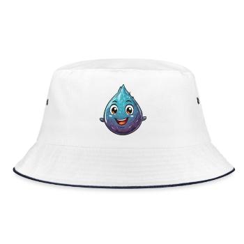 Fröhlicher Wassertropfen Cartoon - Bucket Hat - Weiß/Navy - Vorne