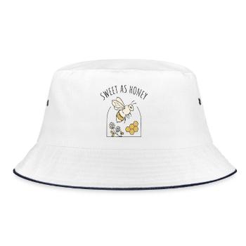 Süß wie Honig Bienenmotiv - Bucket Hat - Weiß/Navy - Vorne