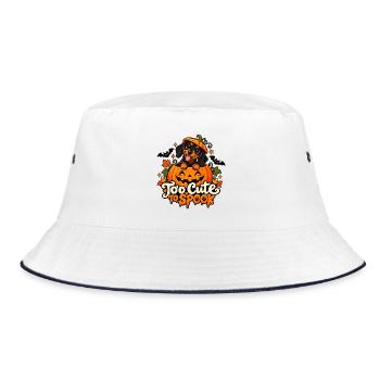Halloween Dackel Too Cute To Spook - Bucket Hat - Weiß/Navy - Vorne