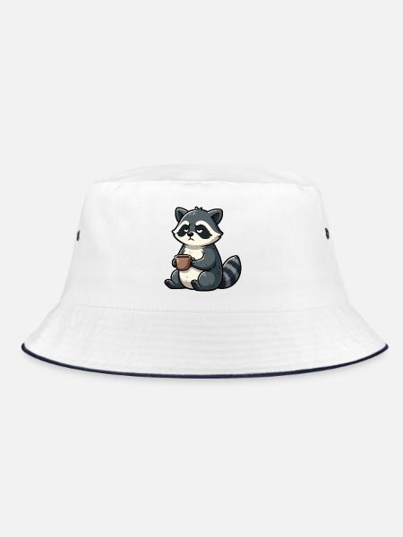 Waschbär Waschbären Waldtier lustiger Waschbär - Bucket Hat - Weiß/Navy