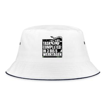 Büro Faultier - Bucket Hat - Weiß/Navy - Vorne