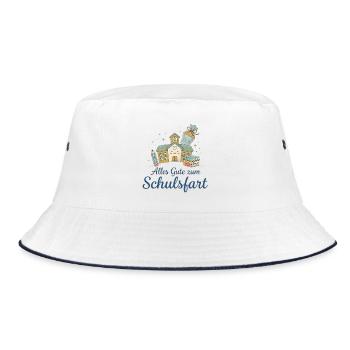 Schulstart Glücksillustration - Bucket Hat - Weiß/Navy - Vorne