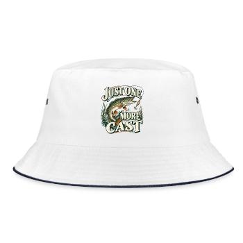 Just One More Cast Angeln - Bucket Hat - Weiß/Navy - Vorne