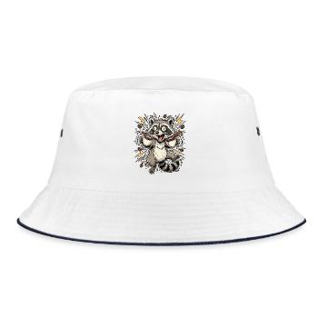 ADHS Kaffee Waschbär - Bucket Hat - Weiß/Navy - Vorne