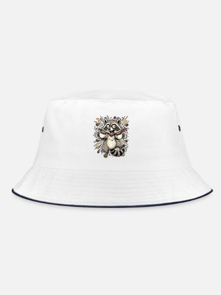 ADHS Kaffee Waschbär - Bucket Hat - Weiß/Navy