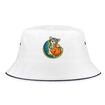 Kuscheliger Armadillo mit Kürbis-Schloss - Bucket Hat - Weiß/Navy - Vorne