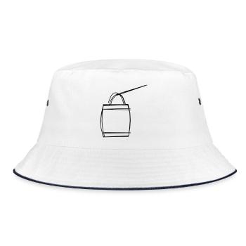 Martinslaterne handgezeichnet - Bucket Hat - Weiß/Navy - Vorne