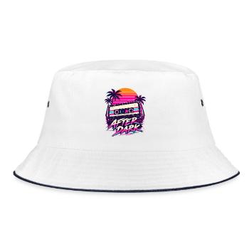 After Dark Retro 80er Synthwave Design - Bucket Hat - Weiß/Navy - Vorne