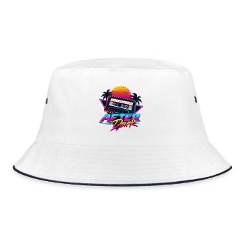 After Dark 80er Retro Synthwave - Bucket Hat - Weiß/Navy - Vorne