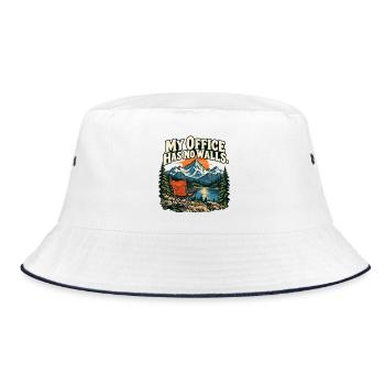 My Office Has No Walls – Outdoor-Motiv - Bucket Hat - Weiß/Navy - Vorne