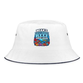 Great Barrier Reef Ozean Wildtierkunst Meereslebewesen - Bucket Hat - Weiß/Navy - Vorne