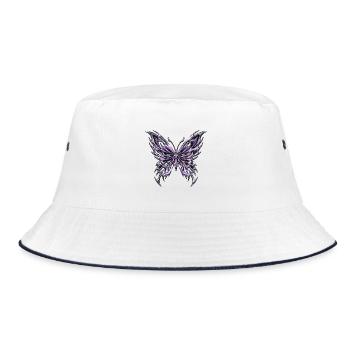Chrom Schmetterling - Bucket Hat - Weiß/Navy - Vorne