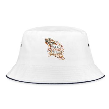 Loslassen im Herbst - Bucket Hat - Weiß/Navy - Vorne