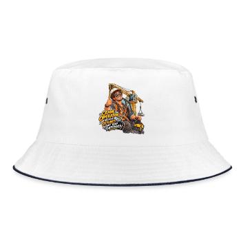 OperatorSkyline Slogan Kran - Bucket Hat - Weiß/Navy - Vorne