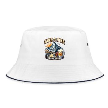 Take a Hike Genuss – Bergpfad Bier - Bucket Hat - Weiß/Navy - Vorne