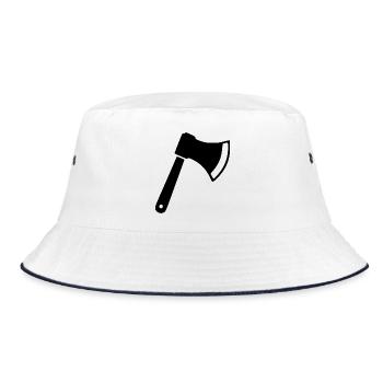 Axt Beil Holzfäller Geschenk  - Bucket Hat - Weiß/Navy - Vorne