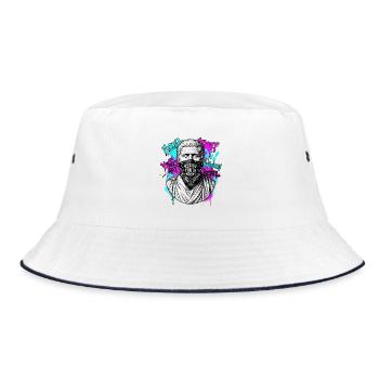 Kunst Statur Bandana - Bucket Hat - Weiß/Navy - Vorne