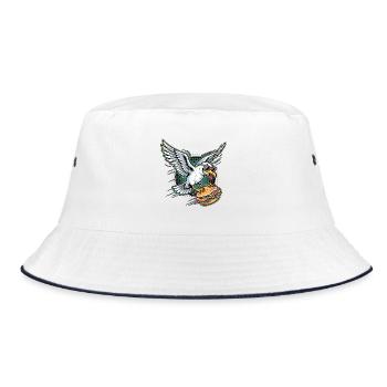 Fischbrötchen Möwe - Bucket Hat - Weiß/Navy - Vorne
