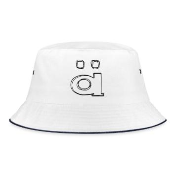 Kleinbuchstabe ä handgezeichnet - Bucket Hat - Weiß/Navy - Vorne