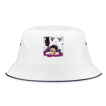 Raffael's Teuflischer Nachttraum nit Fledermaus - Bucket Hat - Weiß/Navy - Vorne