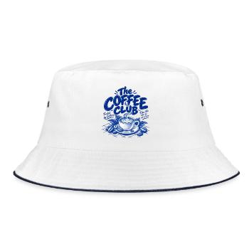 The Coffee Club – Fueled by Caffeine | Retro Kaffe - Bucket Hat - Weiß/Navy - Vorne