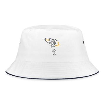 Pocket Rocket (für helle Hintergründe) - Bucket Hat - Weiß/Navy - Vorne