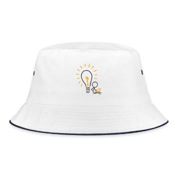 Im Schatten einer Idee (für helle Hintergründe) - Bucket Hat - Weiß/Navy - Vorne