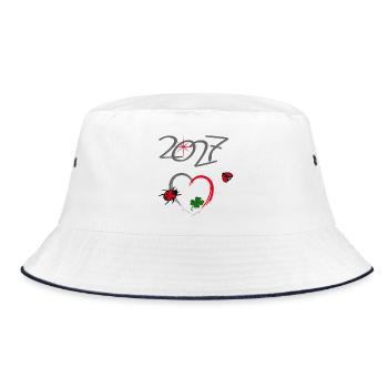Neujahr 2027 Glücksdesign - Bucket Hat - Weiß/Navy - Vorne