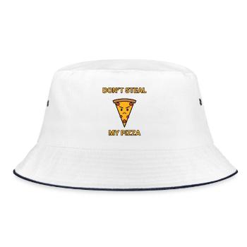 Pizza – Don’t steal my pizza – lustiger Spruch - Bucket Hat - Weiß/Navy - Vorne