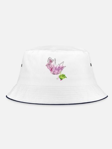 Blüte mit Insekt - Bucket Hat - Weiß/Navy