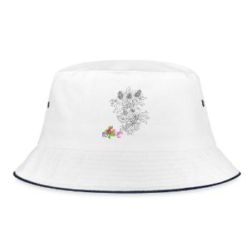 Blumenstrauß - Bucket Hat - Weiß/Navy - Vorne