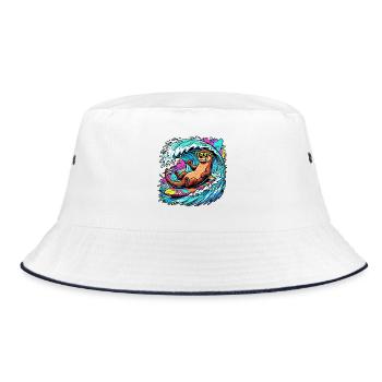 Relaxed Surfer Otter - Bucket Hat - Weiß/Navy - Vorne
