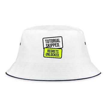 Bedauern freigeschaltet Meme - Bucket Hat - Weiß/Navy - Vorne