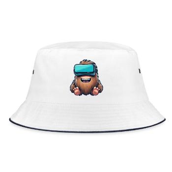 Bigfoot Sasquatch Süß Comic Cartoon VR Virtual Rea - Bucket Hat - Weiß/Navy - Vorne