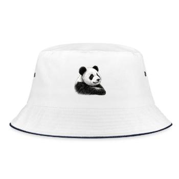 Panda Illustration - Bucket Hat - Weiß/Navy - Vorne